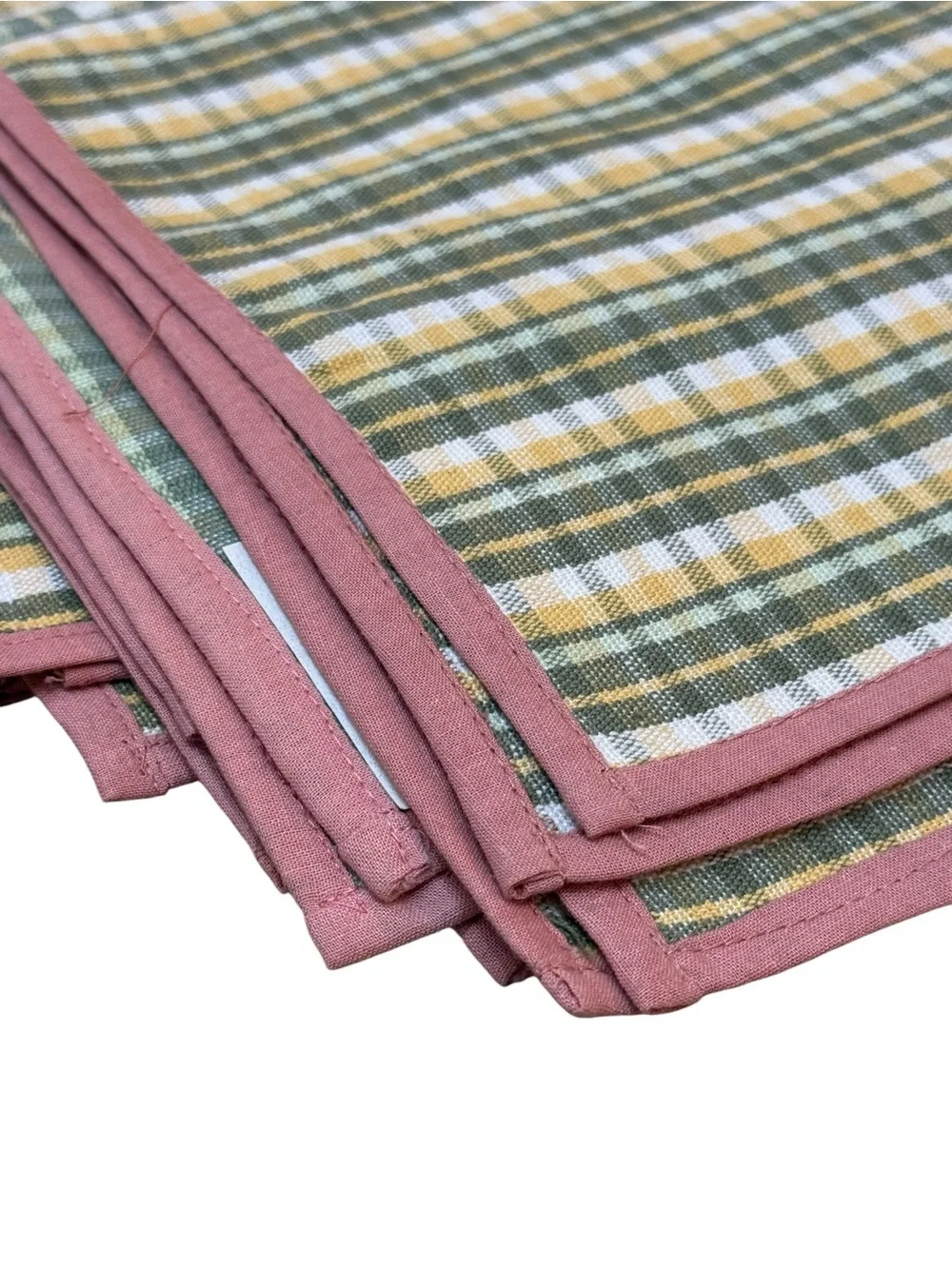 Homemaker Coventry Handloomed Cotton Napkins Set 4 Sage Green Pink Plaid Cottage